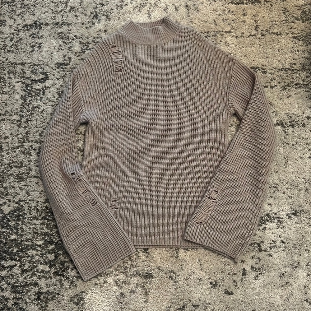 Distressed Turtleneck Sweater
